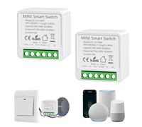 Interruptor WiFi Smart Life, 16A Relé Interruptor Inteligente Wi-Fi & Bluetooth, 2.4g Smart Light Switch Compatible con Asistente de Voz y Tuya, Smart Switch Alexa, Requiere Cable Neutro (2 piezas)