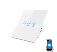 Interruptor WiFi Táctil Inteligente de Pared compatible con Alexa, Google Home y Smart Life, iOS y Android, Programable, No Necesita Neutro - Smartfy (Triple)