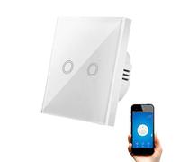 Interruptor WiFi Táctil Inteligente de Pared compatible con Alexa, Google Home y Smart Life, iOS y Android, Programable, No Necesita Neutro - Smartfy (Doble)