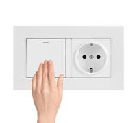 Interruptores De Luz - Enchufe De Pared Doble Estándar Europeo De Estilo Alemán, Diseño De Montaje Empotrado Suministros Para El Hogar | Interruptores De Enchufe Combinados | Para Dormitorio Sala De E