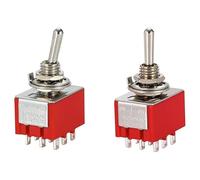 Interruptores de palanca de 9 pines, rojos, 2/3 posiciones, encendido-apagado/encendido-apagado-encendido, 6 A/125 V-3 A/250 V CA, 1/4 unidades(MTS-303 ON-OFF-ON,1PCS)