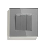 Interruptores de pared mecánicos de 1, 2 o 3 entradas, con enchufes USB tipo C de la UE, de 2 vías, for escaleras, dormitorios y marcos de cristal, color gris.(3Gang Switch)