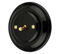 Interruptores de porcelana retro Toggle Brass, interruptor de conmutación, todo en uno, serie PR1, color negro
