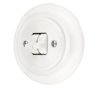 Interruptores dobles empotrados de porcelana, estilo retro, todo en uno, serie PR1, color blanco