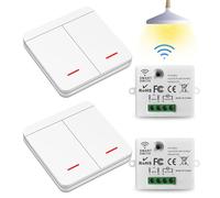 Interruptores Inalámbricos, Interruptor Transmisor de 230 V sin necesidad de cableado, Mando Transmisor para luces, control de la iluminación interior y exterior (2 receptor y 2 interruptor)