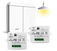 Interruptores Inalámbricos, Interruptor Transmisor de 230 V sin necesidad de cableado, Mando Transmisor para luces, control de la iluminación interior y exterior (2 receptor y 1 interruptor)