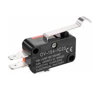 Interruptores industriales 10 piezas V-154-1C25 Rodillo de mango largo Botón acción a presión SPDT Micro interruptor límite encendido y apagado momentáneo 15A 250V rojos/negros