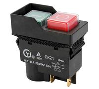 Interruptores Magnéticos CK21 250V 16A 4Pin 5 Pines Impermeable Electromagnético La Seguridad Interruptor de Botón para Cortador de Metal Amoladora Obturador Negro (4 Pins)