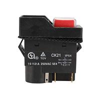 Interruptores Magnéticos CK21 250V 16A 4Pin 5 Pines Impermeable Electromagnético La Seguridad Interruptor de Botón para Cortador de Metal Amoladora Obturador Negro (5 Pins)