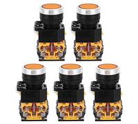 Interruptores pulsadores 22mm, 5 unidades, auto - bloqueo sin luz, voltaje 37V - 440V - Alta seguridad, carcasa resistente, múltiples colores para uso versátil y fácil instalació (Naranja)