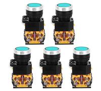 Interruptores pulsadores 22mm, 5 unidades, auto - bloqueo sin luz, voltaje 37V - 440V - Alta seguridad, carcasa resistente, múltiples colores para uso versátil y fácil instalació (Verde)