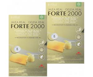 Intersa Bipole Jalea Forte 2000 - Pack Ahorro 2 x 20 Ampollas - Con Vitaminas B2, B3, B5, B6, B12 y C - Contribuye a Disminuir el Cansancio y la Fatiga y al Funcionamiento Normal del Sistema Nervioso