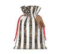 Interstellar Bandera Americana Estampado de camuflaje 4.7 x 6.9 en bolsa de Navidad con cordón, ideal para adultos para envolver regalos para Navidad Halloween