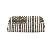 Interstellar - Estuche para bolígrafos de piel con cremallera y estampado de camuflaje de la bandera americana para estudiantes, Silver, Talla única, Neceser de maquillaje