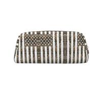 Interstellar - Estuche para bolígrafos de piel con cremallera y estampado de camuflaje de la bandera americana para estudiantes, Gold, Talla única, Neceser de maquillaje