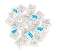 intervisio Juego Clips Adhesivos para Bridas de Cable 28 mm x 28mm, Soportes para las Brida de Plastico, Blanco, 200 Piezas