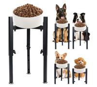 INTERWARM 2 soportes elevados ajustables para cuencos para perros, soporte | Comedero de agua para alimentos elevado, color negro, altura ajustable de 22 a 38 cm / 15in y de ancho de 17,8 a 28 cm / 11in