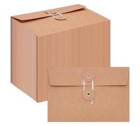 INTERWARM 80 sobres de papel Kraft con cuerda sobres de papel Kraft marrón decorativo de 11,5 x 17,1 cm de grosor, fundas para tarjetas de felicitación e invitaciones de boda y documentos.