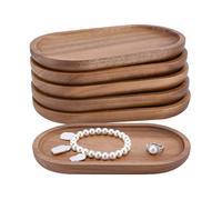 INTERWARM - Plato ovalado de madera, bandeja ovalada decorativa de madera, 19 x 10,5 x 1,5 cm, bandeja para joyas, mini bandejas de servicio de madera, para joyas, llaves y monedas de baño