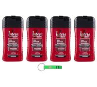Intesa Pour Homme Ginseng - Gel de ducha (4 unidades, 250 ml, incluye llavero Beni Culinari gratuito)