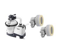 INTEX 26644 - Depuradora de Arena Krystal Clear 4.000 L/H, Para piscinas desmontables de hasta 29.100 L, 6 funciones y sistema de bloqueo & 29061 - Pack 2 adaptadores(b) depuradoras