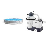 Intex 26710NP Piscina Desmontable Redonda, 366 x 76 cm & 55249 - Depuradora de Arena Krystal Clear 3.500 L/H, para Piscinas Desmontables de hasta 17.000 L., 4 Funciones y Sistema de Bloqueo