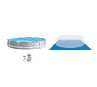 Intex 26712NP - Piscina Desmontable Redonda INTEX Prism Frame con depuradora & 28048 - Tapiz 472 cm para Piscinas de: 244, 305, 366 y 457 cm, Color Azul