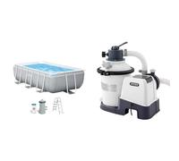 Intex 26784NP Piscina Rectangular, con depuradora, 300 x 175 x 80 cm & 55249 - Depuradora de Arena Krystal Clear 3.500 L/H, para Piscinas Desmontables de hasta 17.00