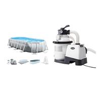 Intex 26796NP - Piscina Desmontable Ovalada Prism Frame intex 503x274x122 cm & 26644 - Depuradora de Arena Krystal Clear 7500 L/H, para Piscinas Desmontables de hasta 29100