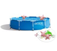 INTEX 28200NP Metal-Frame Pool (305x76cm) Gartenpool + Inflable Animales