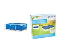 Intex 28270Np Small Frame Piscina Desmontable, 220 X 150 X 60 Cm, 1.662 litros + 28038 Cobertor Piscina Rectangular Prisma/Small Frame 300 X 200 Cm
