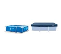 Intex 28270NP Small Frame - Piscina Desmontable, 220 x 150 x 60 cm, 1.662 litros, Color Azul & 55252 - Cobertor Solar para Piscina Desmontable Rectangular 260x160cm, con cordón de Agarre