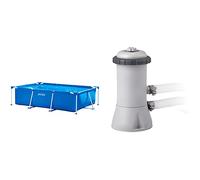 Intex 28270Np Small Frame Piscina Rectangular Desmontable, 220 X 150 X 60 Cm, 1.662 litros + 28604 Depuradora Cartucho Filtros Tipo A, Multicolor, 2006 L/H