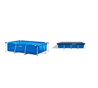 Intex 28272NP Small Frame - Piscina Desmontable, 300 x 200 x 75 cm, 3.834 litros + 28039 - Cobertor Piscina Rectangular Prisma/Small Frame 460 x 230 cm