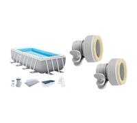 INTEX 55212 - Piscina Rectangular Prisma Frame 488x244x107 cm + depuradora & 29061 - Pack 2 adaptadores(b) depuradoras
