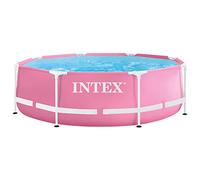 Intex 55257 - Piscina Desmontable Redonda Metal Frame Familiar Color Rosa, Medidas Ø244x76 cm, Capacidad 2,843 litros, Material Resistente Triple Capa, Tubular, Infantil