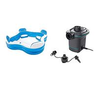 Intex 56475 - Piscina Hinchable con Asientos, 229 X 229 X 66 Cm, 990 litros + 66640 - Bomba Eléctrica Invertible con Boquillas 220-240V