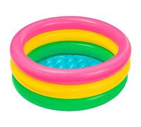 Intex 57107NP - Piscina Redonda hinchable 3 aros +base hinchable 61 x 22 cm, 28 l, Azul, rosa, verde, 1 a 3 años