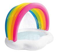 Intex 57140NP - Piscina, Piscina Hinchable Infantil, diseño arcoíris, Piscina Infantil Redonda, pulverizador, Suelo Acolchado y Parasol, Piscinas Desmontables para niños, Piscina bebé 12 Meses