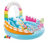 Centro de juegos hinchable agua intex golosinas con tobogán, juegos de bolas y difusor