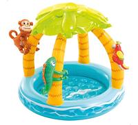 Intex 58417 Piscina Hinchable Infantil, para Bebés, Isla Tropical, para Niños de 1 a 3 Años, Capacidad de 45 litros, Suelo Hinchable, 102 cm de Diámetro y 86 cm de Alto, Incluye Parche de Reparación
