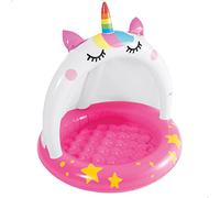 Intex 58438 Piscina Hinchable Unicornio, con Techo y Suelo Hinchable, Piscina Bebe, Medidas 102 cm de Diámetro y 102 cm de Alto, Incluye Parche de Reparación, Capacidad de 45 litros