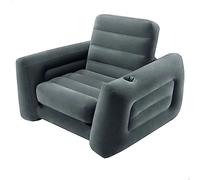 INTEX 66551NP - Sillón cama hinchable 2 en 1, para Relax, con Reposabrazos, Poliuretano, Gris