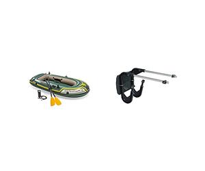 Intex 68347Np Barca Hinchable Seahawk 2 & Remos 236 X 114 X 41 Cm + 68624Np Soporte Motor Fueraborda 20 X 22 Cm Base Aluminio