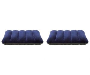Intex 68672, Almohada Hinchable flocada, Unisex Adulto, Azul, 43 x 28 x 9 cm (Paquete de 2)
