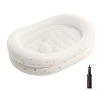 Intex Bañera bebé hinchable, Mide 66x89x25 cm, Superficie acolchada y suave, Incluye hinchador, Parche reparación, Conector de drenaje, Piscinas desmontables para niños (48523)