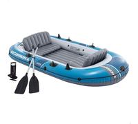 Intex Barca hinchable, Modelo Excursion 4, Mide 315x165x43 cm, Máx. 500 kg, Para 4 personas, Incluye remos y asientos, Bomba de inflado, Parche reparación, 3 cámaras de aire, Pesca o recreo (66324)