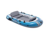 Intex Barca hinchable, Modelo Excursion 4, Mide 315x165x43 cm, Máx. 500 kg, Para 4 personas, Incluye remos y asientos, Bomba de inflado, Parche reparación, 3 cámaras de aire, Pesca o recreo (66324)