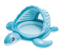 Intex Centro de Juego Hinchable, Diseño Tortuga Azul, 218x206x97 cm, Capota para el Sol, 100 Pelotas Multicolor, Ventana Transparente, Parche reparación, Piscinas para niños (48677)