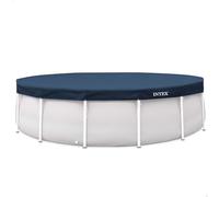 Intex Cobertor Piscina Redonda, Mide 4,57 Metros diámetro, Azul Oscuro, Incluye cordón de Agarre, Agujeros de Drenaje, Voladizo de 20 cm, Funda de Piscinas, Lona Circular Protectora (58014)